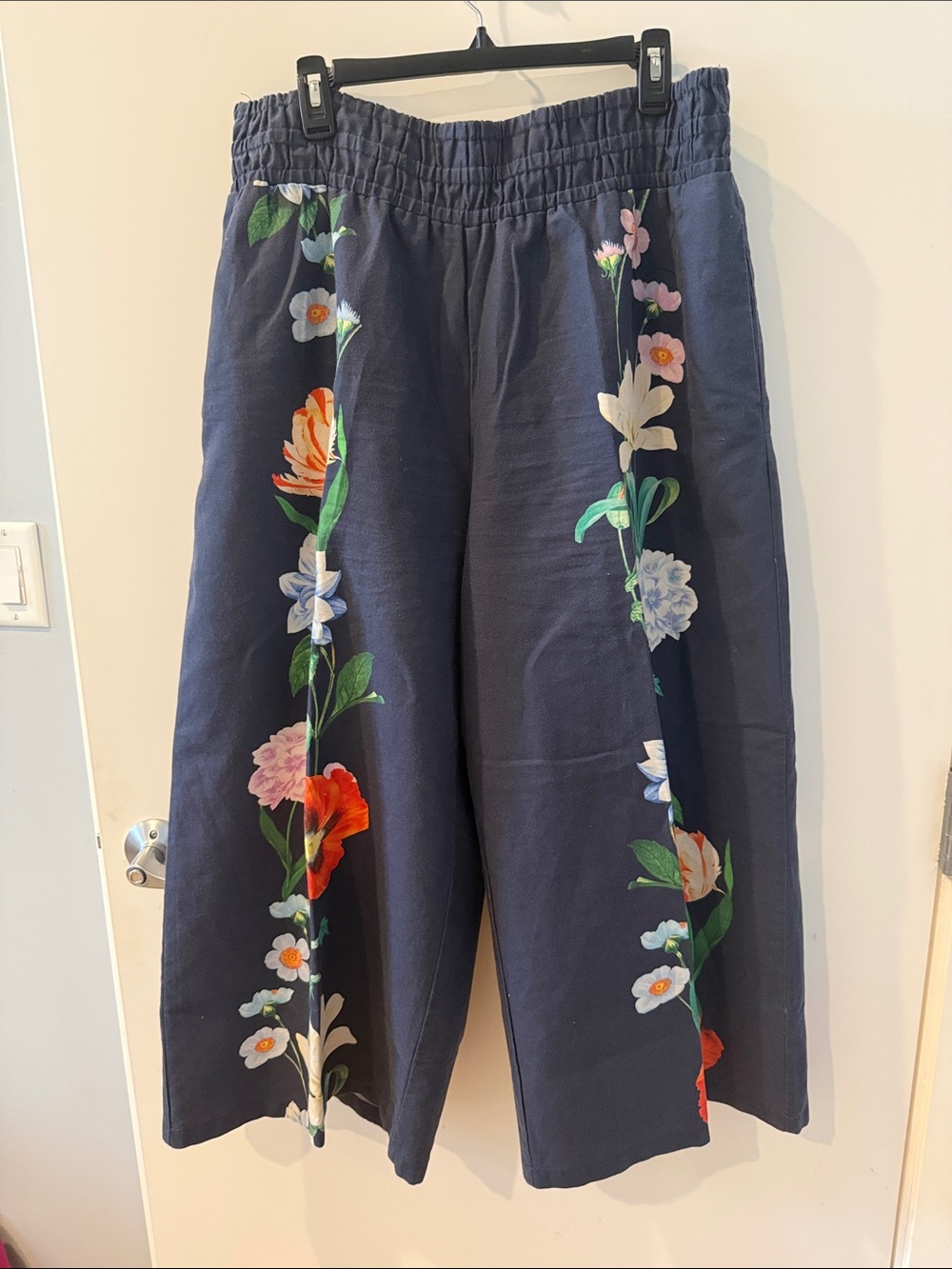 Anthropologie Navy Floral Skort with Multicolor Blooms